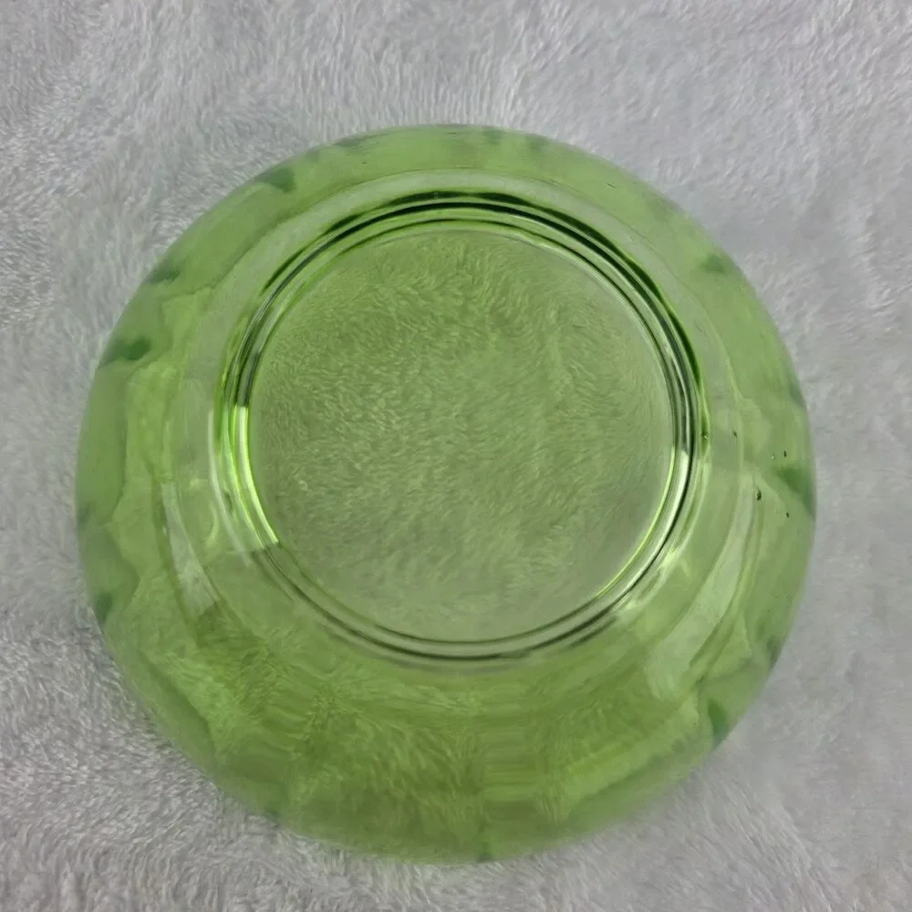 Vintage Anchor Hocking Green Glass Nesting Mixing Bowl Set 4 Ribbed Scalloped